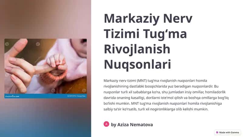 Markaziy Nerv Tizimi Tugʻma Rivojlanish Nuqsonlari 1