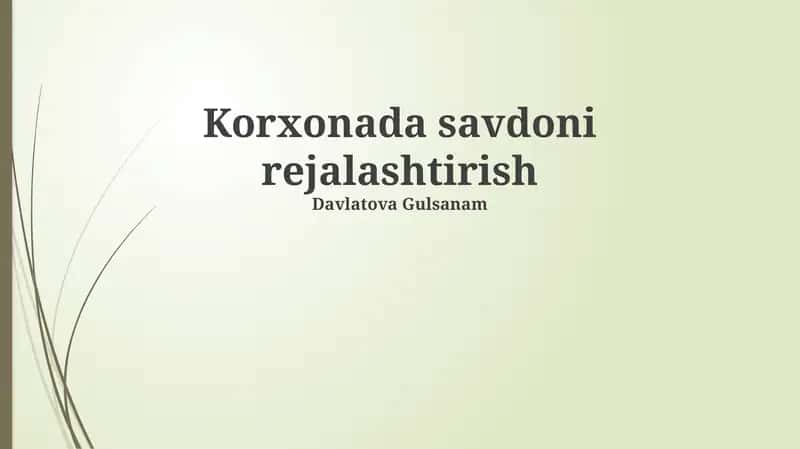 Korxonada savdoni rejalashtirish 1