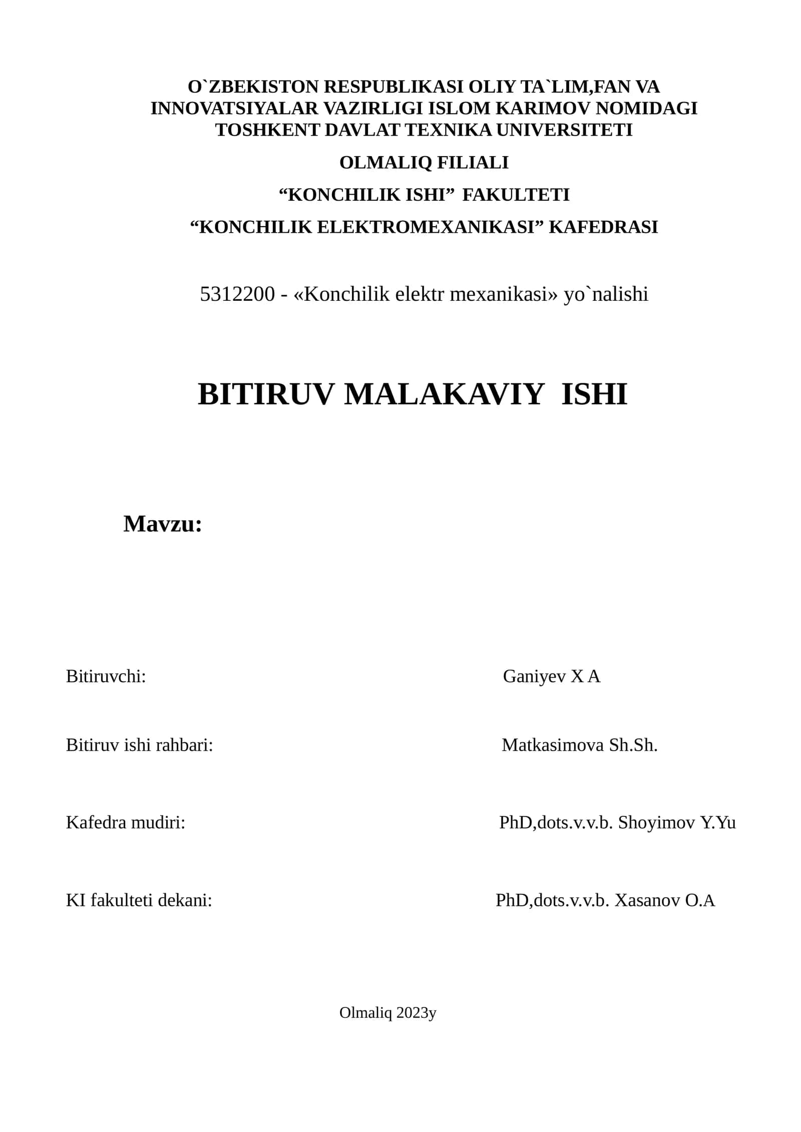 Konchilik elektr mexanikasi 1