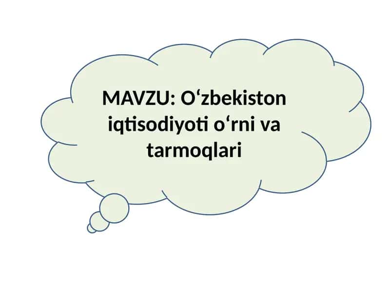Oʻzbekiston iqtisodiyoti oʻrni va tarmoqlari 1