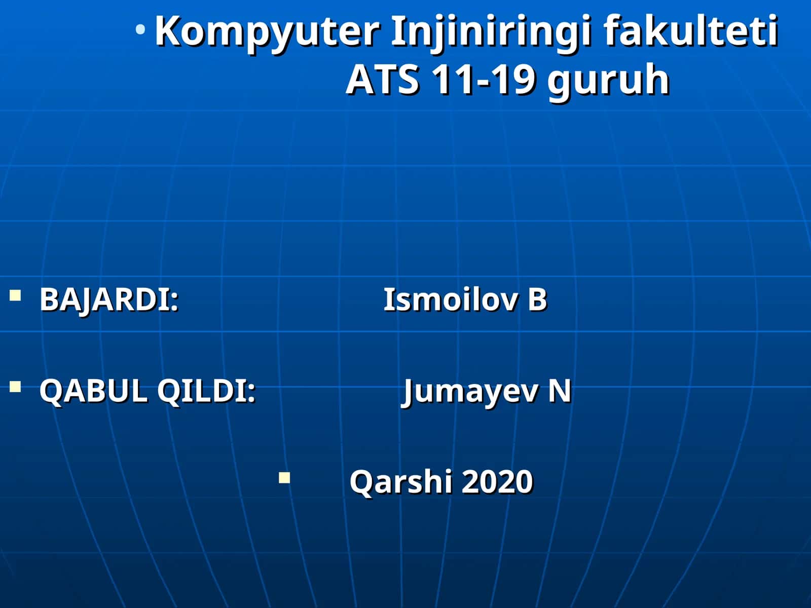 Kompyuter Injiniringi fakulteti ATS 11-19 guruh 1