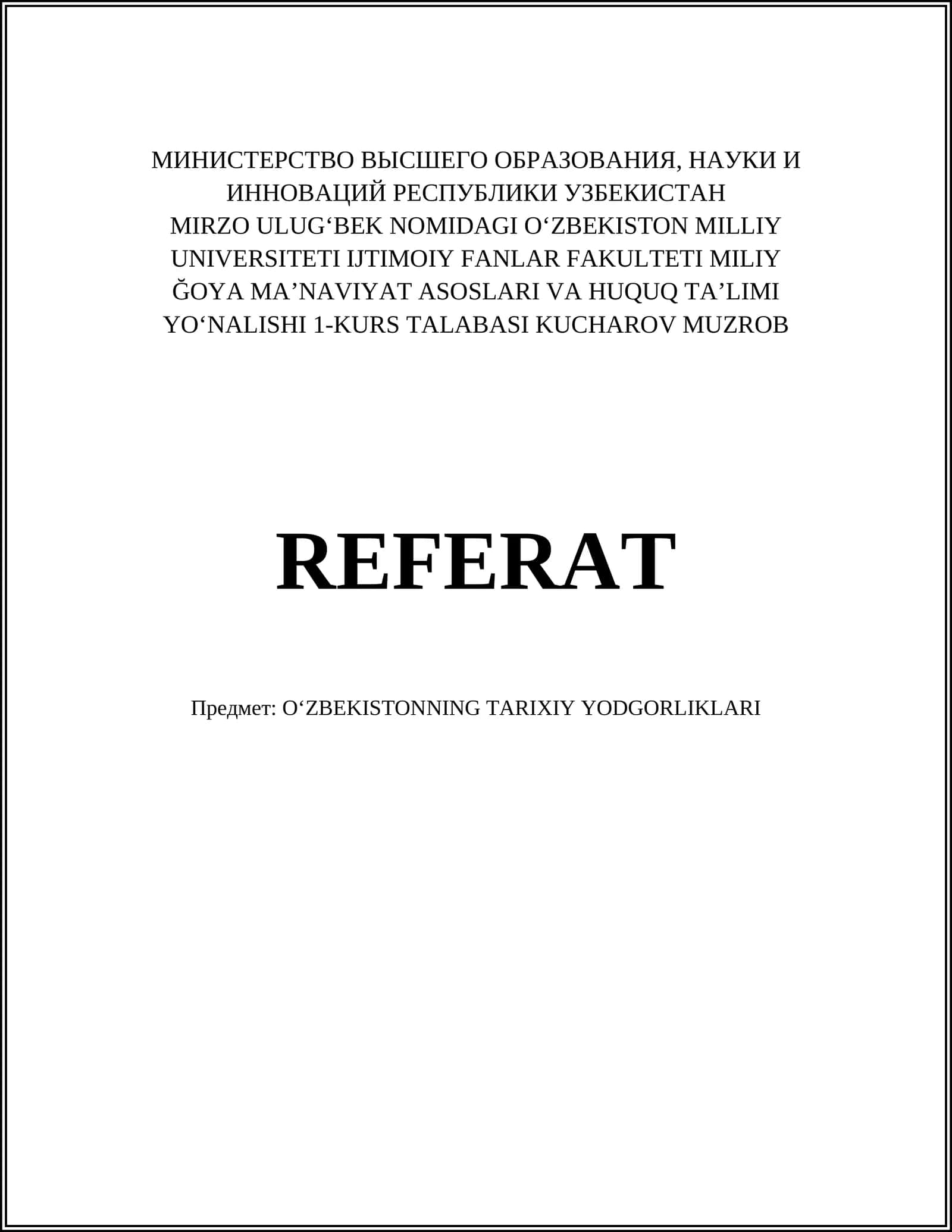 Oʻzbekistonning tarixiy yodgorliklari 1