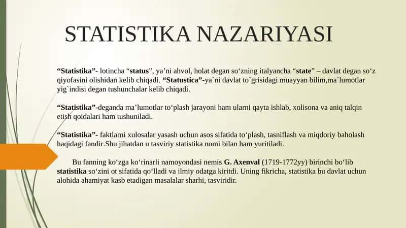 STATISTIKA NAZARIYASI 1