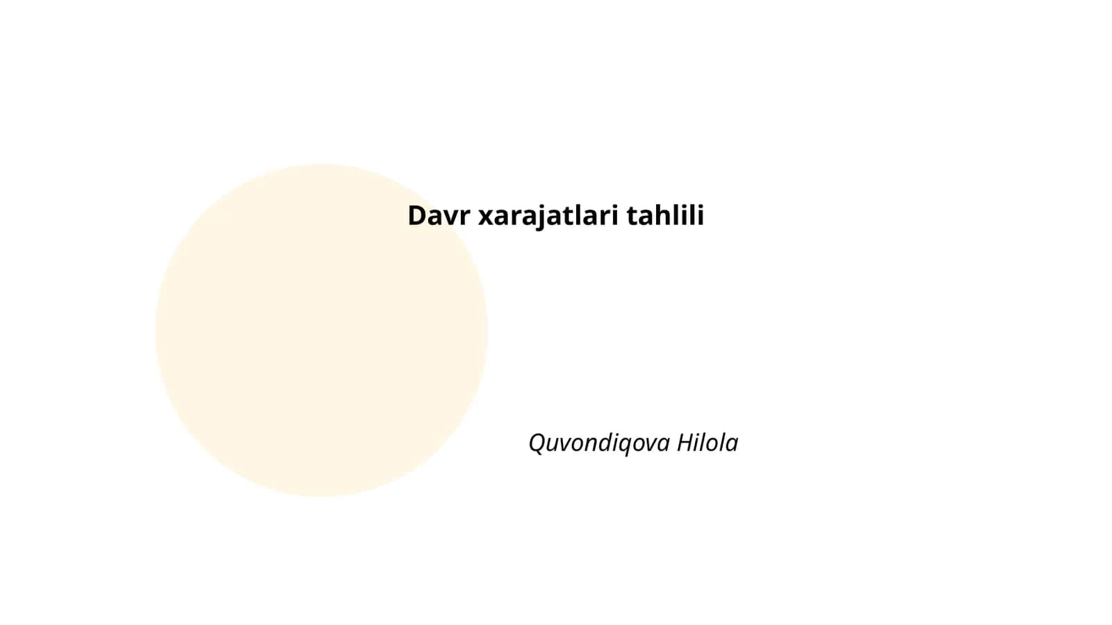 Davr xarajatlari tahlili 1