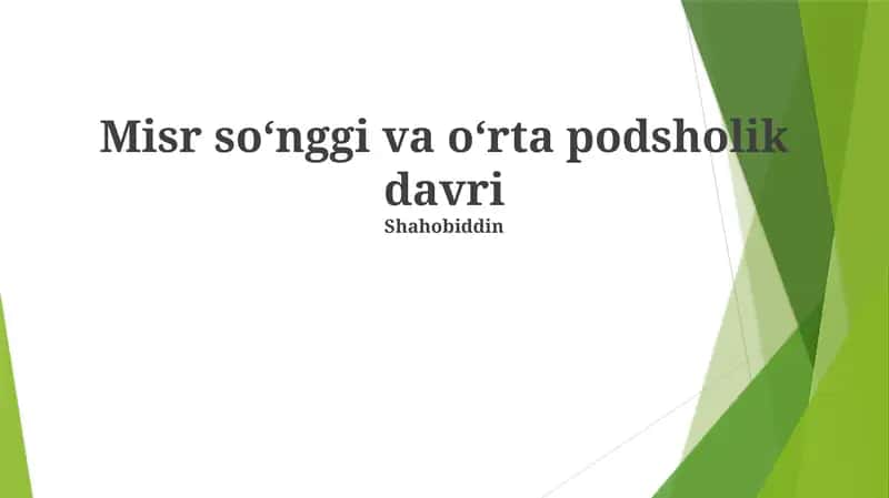 Misr soʻnggi va oʻrta podsholik davri 1