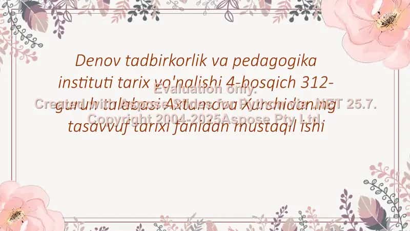 Jaloliddin Rumiy-Mavlaviya tariqati asoschisi 1