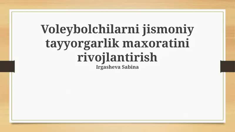 Jismoniy Tayyorgarlik Maxorati 1