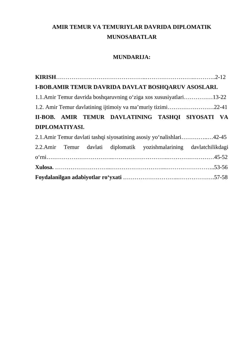 AMIR TEMUR VA TEMURIYLAR DAVRIDA DIPLOMATIK MUNOSABATLAR 1