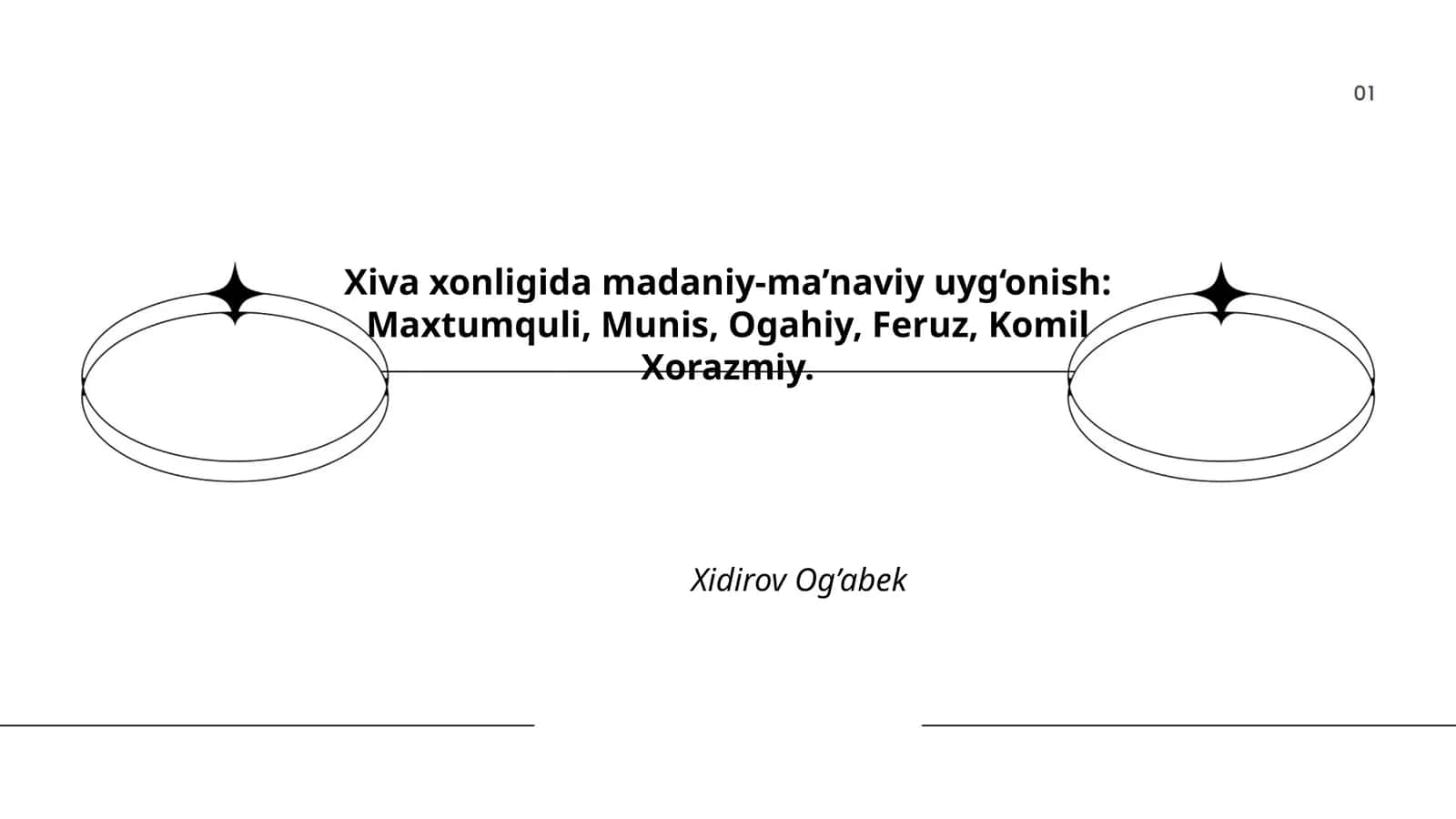 Xiva xonligida madaniy-ma’naviy uyg‘onish: Maxtumquli, Munis, Ogahiy, Feruz, Komil Xorazmiy 1
