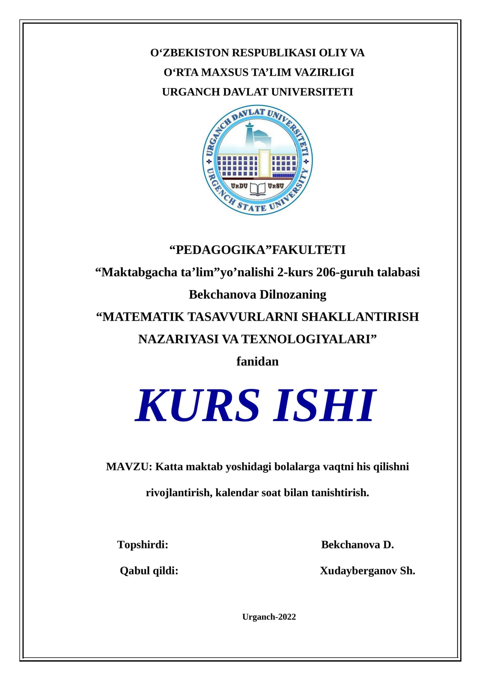 Katta maktab yoshidagi bolalarga vaqtni his qilishni rivojlantirish, kalendar soat bilan tanishtirish 1