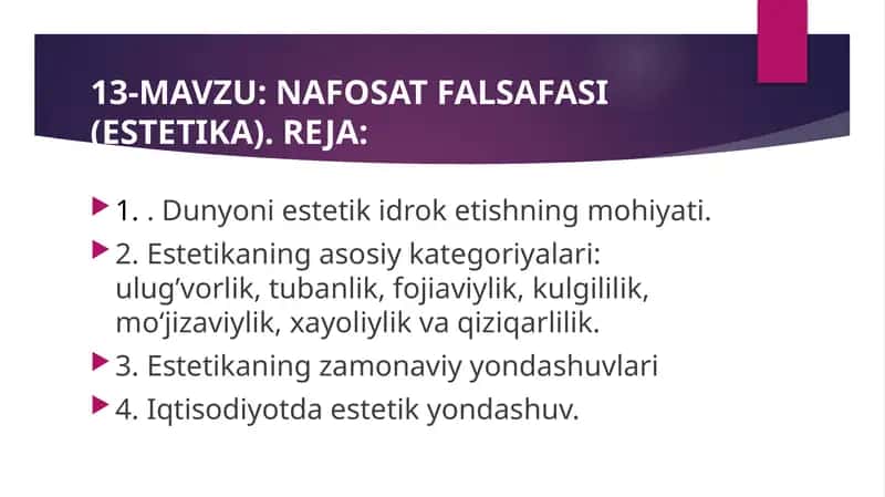 NAFOSAT FALSAFASI (ESTETIKA) 1