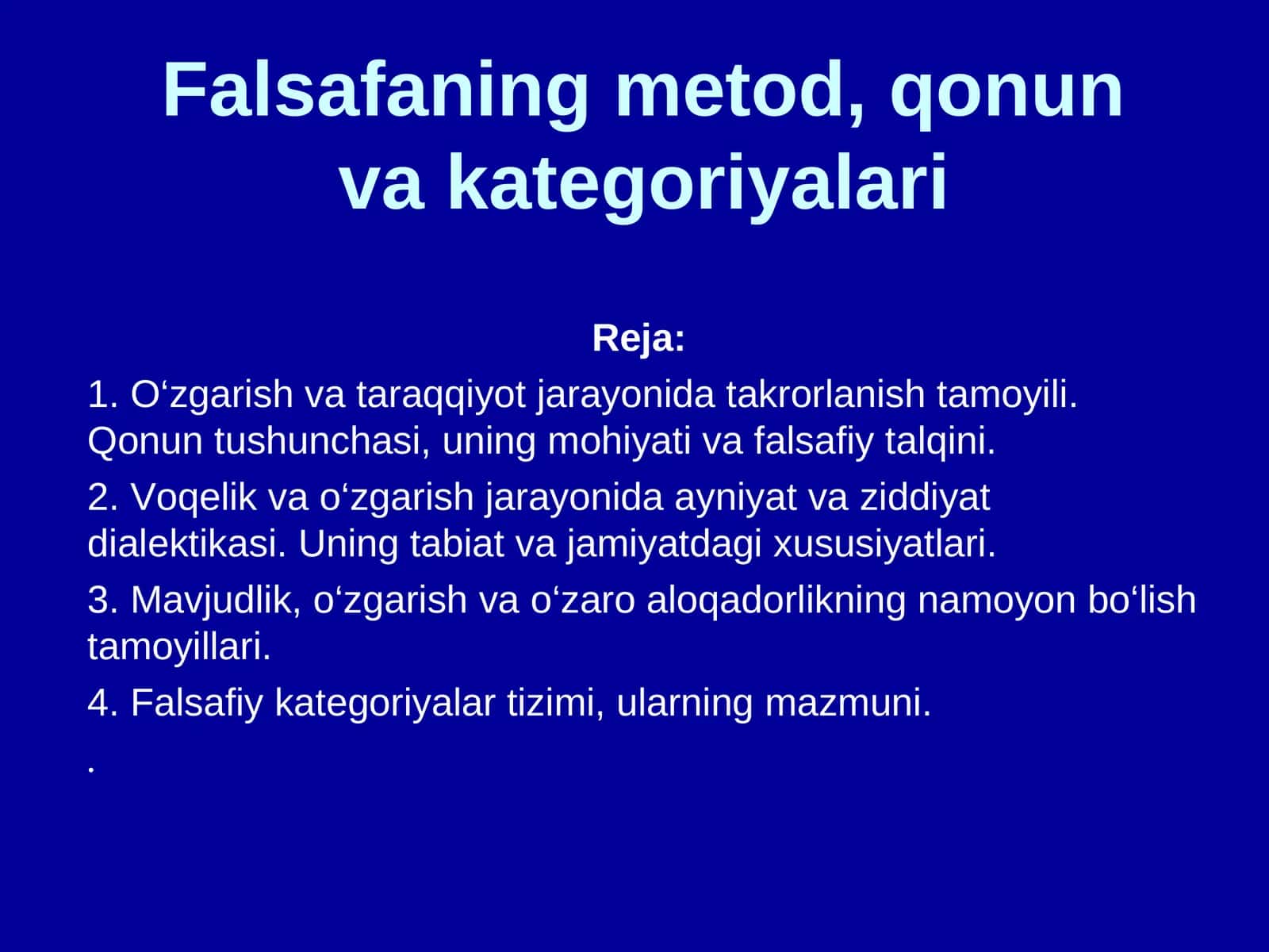 Falsafaning metod, qonun va kategoriyalari 1