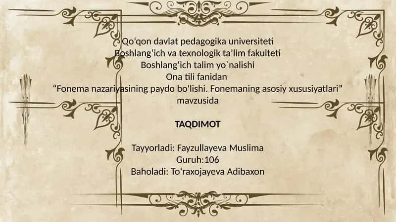 Fonema nazariyasining paydo bo'lishi. Fonemaning asosiy xususiyatlari 1