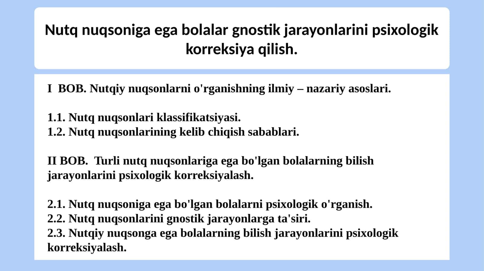 Nutq nuqsoniga ega bolalar gnostik jarayonlarini psixologik korreksiya qilish. 1
