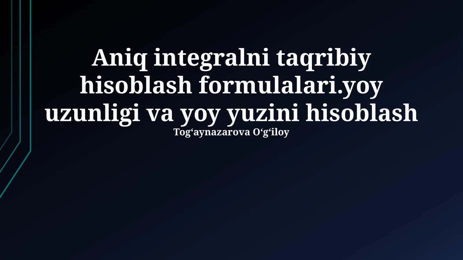 Aniq integrallarni hisoblashning taxminiy formulalari 1