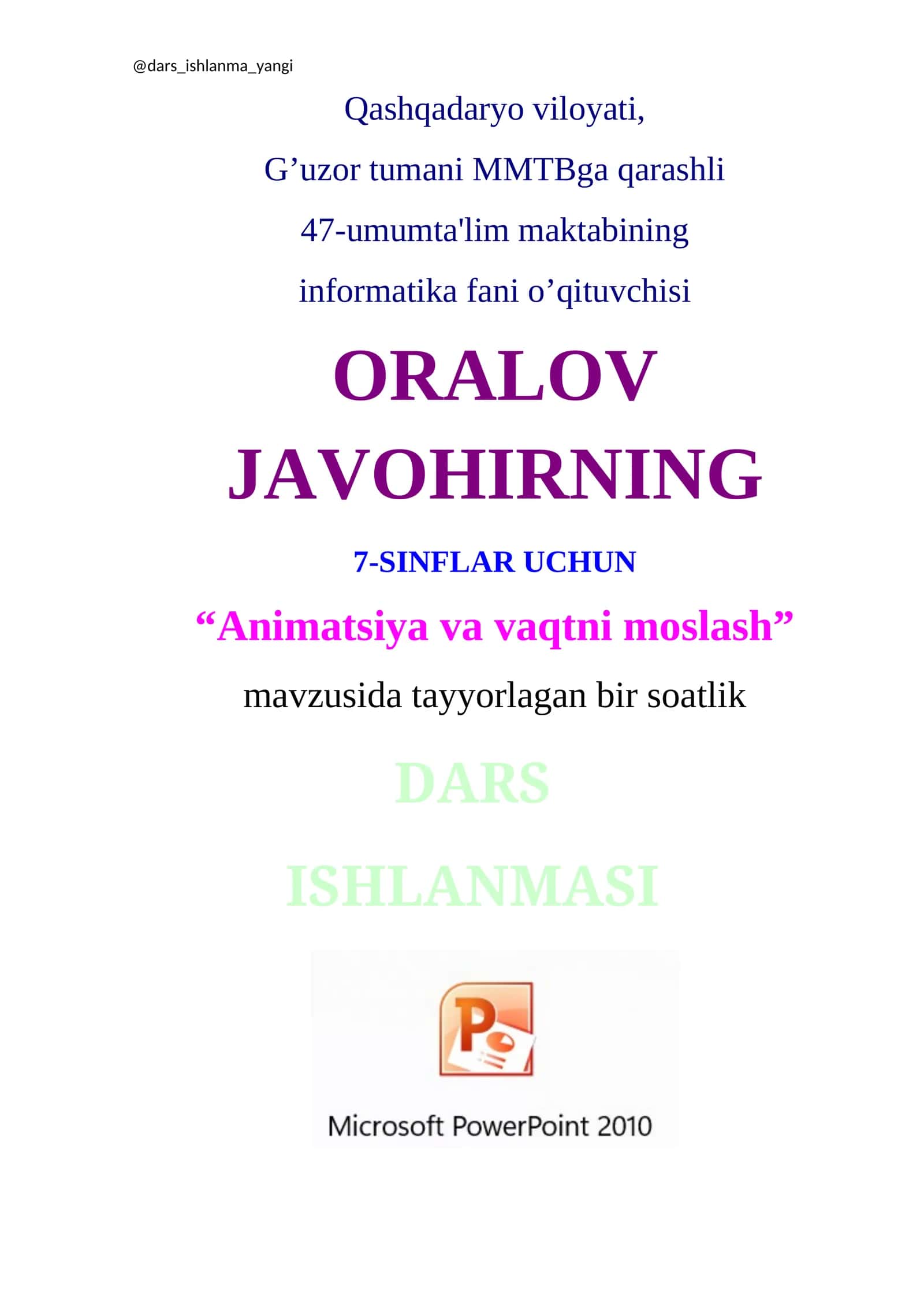 Animatsiya va vaqtni moslash 1