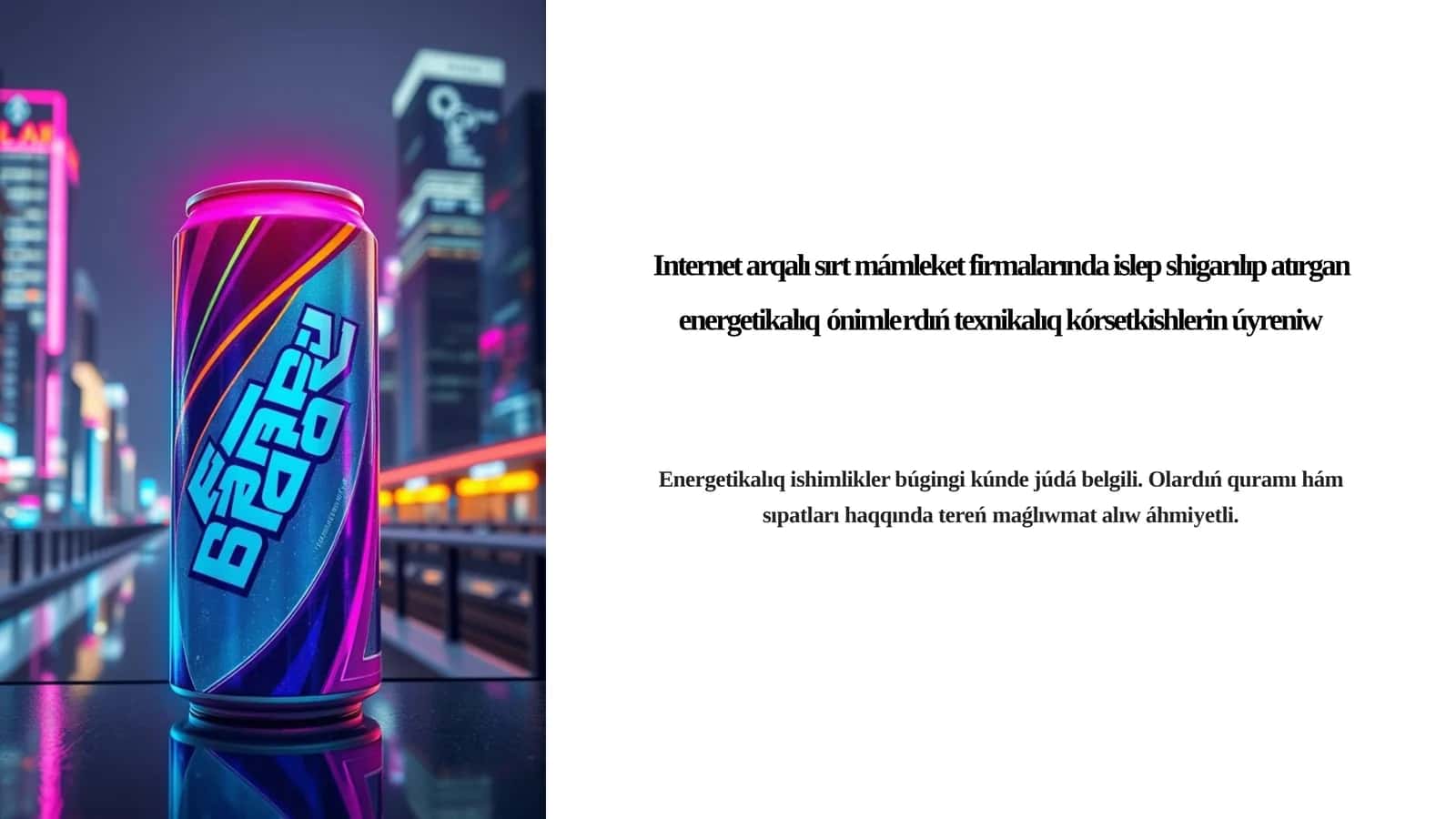 Internet arqalı sırt mámleket firmalarında islep shigarılıp atırgan energetikalıq ónimlerdıń texnikalıq kórsetkishlerin úyreniw 1