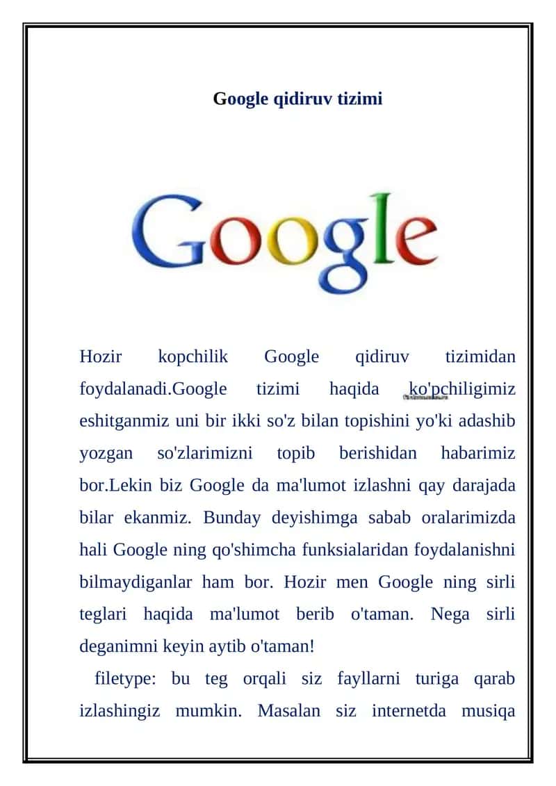 Google qidiruv tizimi 1