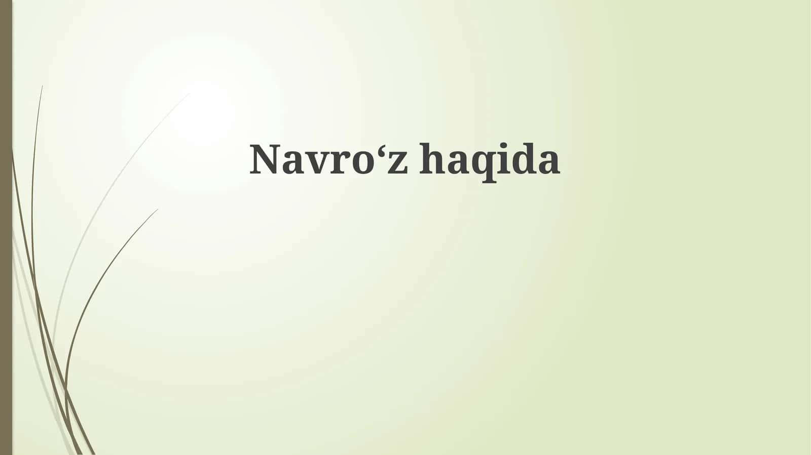 Navroʻzhaqida 1