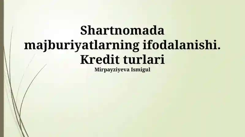 Kredit turlari 1