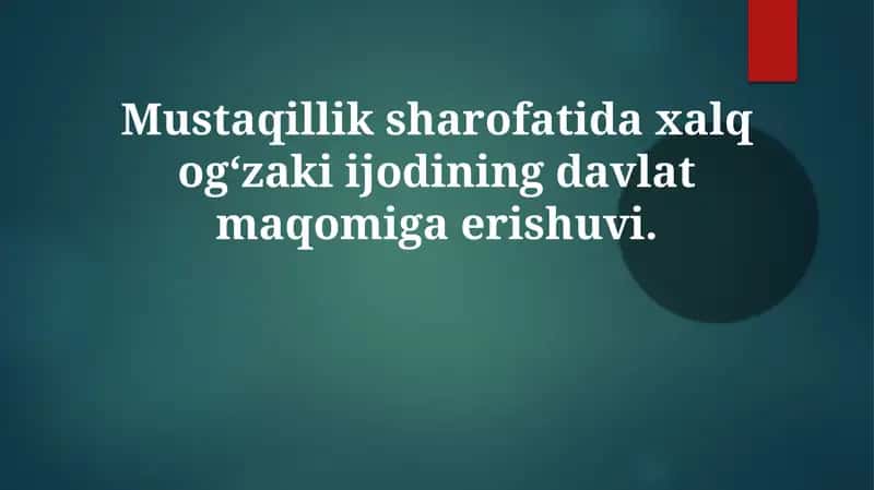 Xalq Ogʻzak Ijodining Davlat Maqomiga Erishishi 1