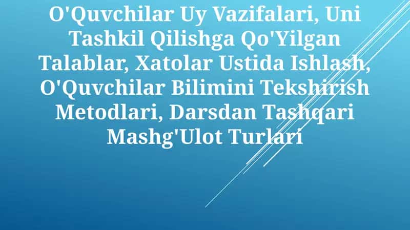 O'Quvchilar Uy Vazifalari 1