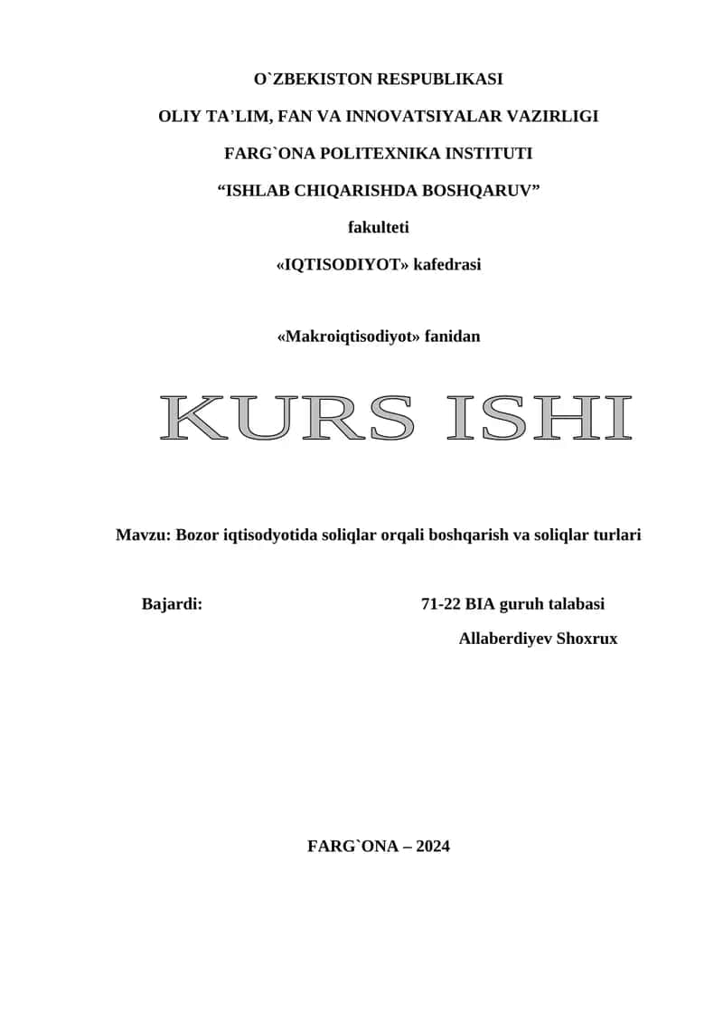 Bozor iqtisodyoti 1