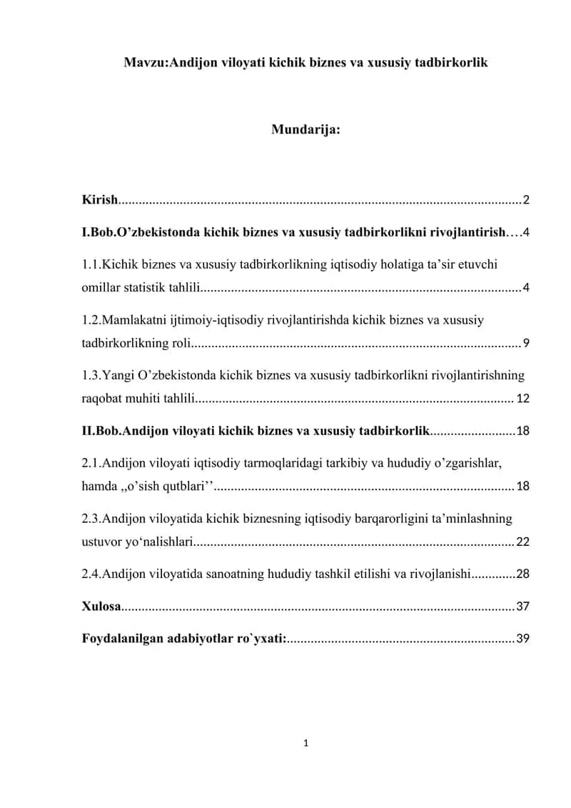 Andijon viloyati kichik biznes va xususiy tadbirkorlik 1