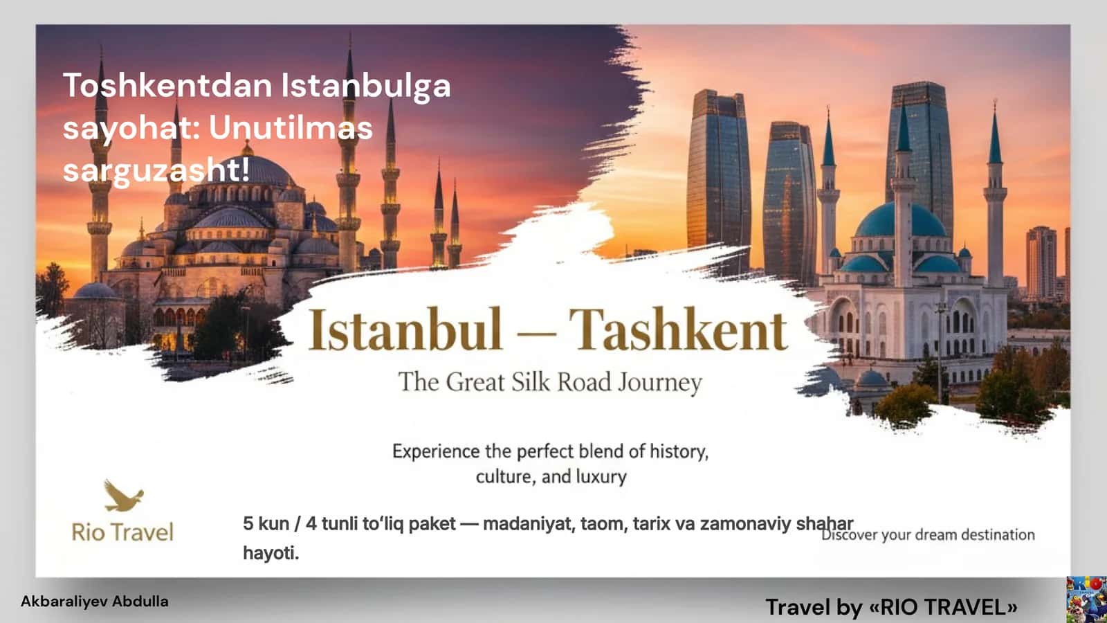 Tur dastur: Toshkent Istanbul 1