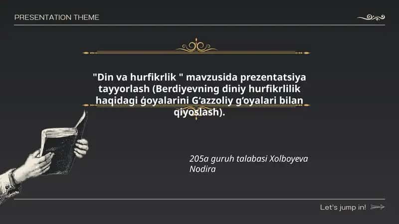 Din va hurfikrlik mavzusida prezentatsiya tayyorlash 1