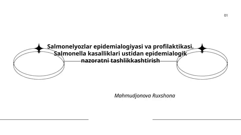 Salmonelyozlar epidemialogiyasi va profilaktikasi. Salmonella kasalliklari ustidan epidemialogik nazoratni tashlikkashtirish 1