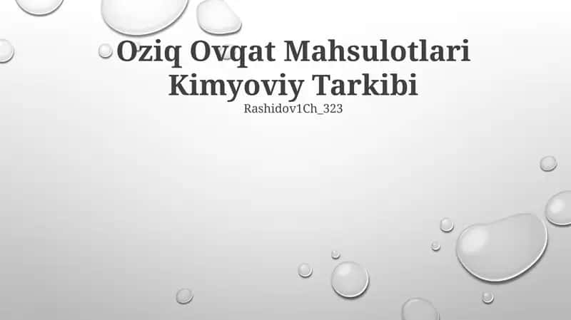 Oziq Ovqat Mahsulotlari Kimyoviy Tarkibi 1