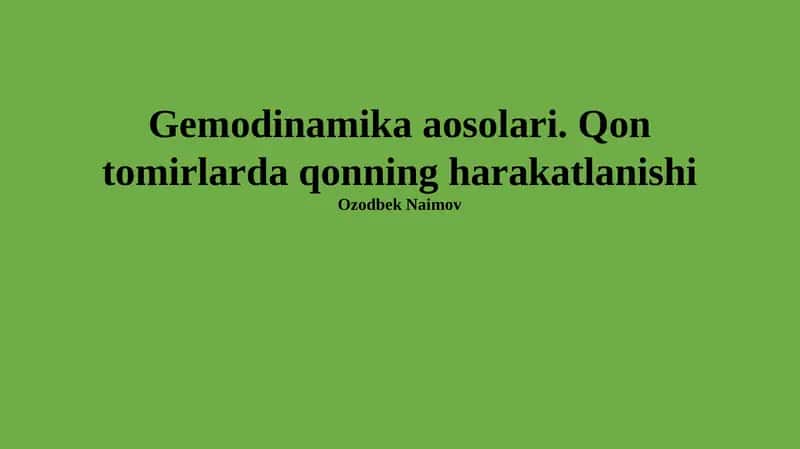 Gemodinamika aosolari 1