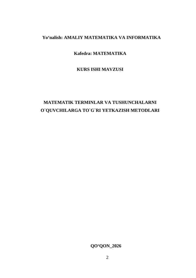 KURS ISHI MAVZUSI 1