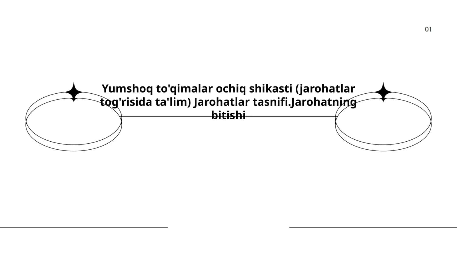 Yumshoq to'qimalar ochiq shikasti (jarohatlar tog'risida ta'lim) Jarohatlar tasnifi.Jarohatning bitishi 1
