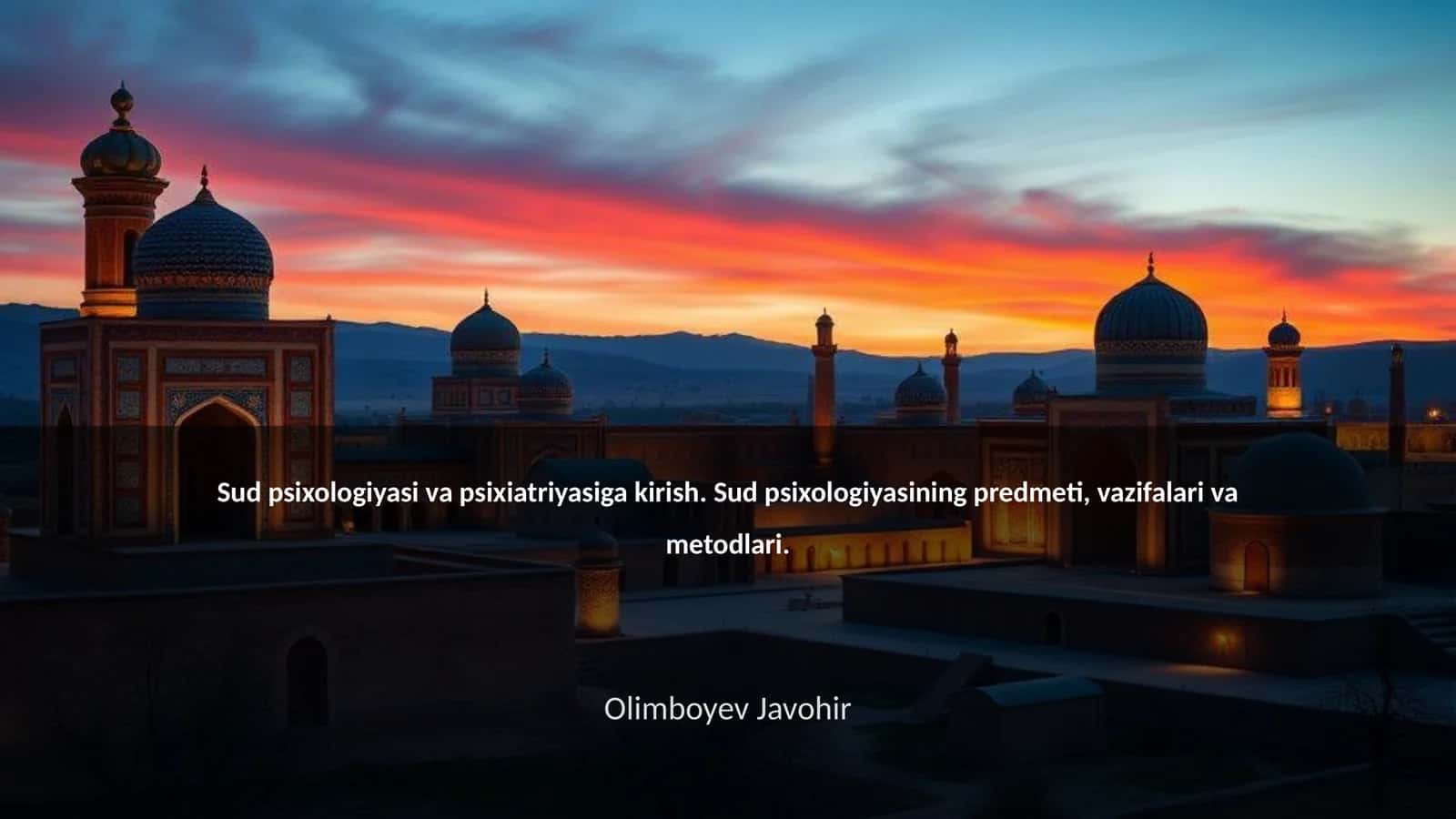 Sud psixologiyasi va psixiatriyasiga kirish 1