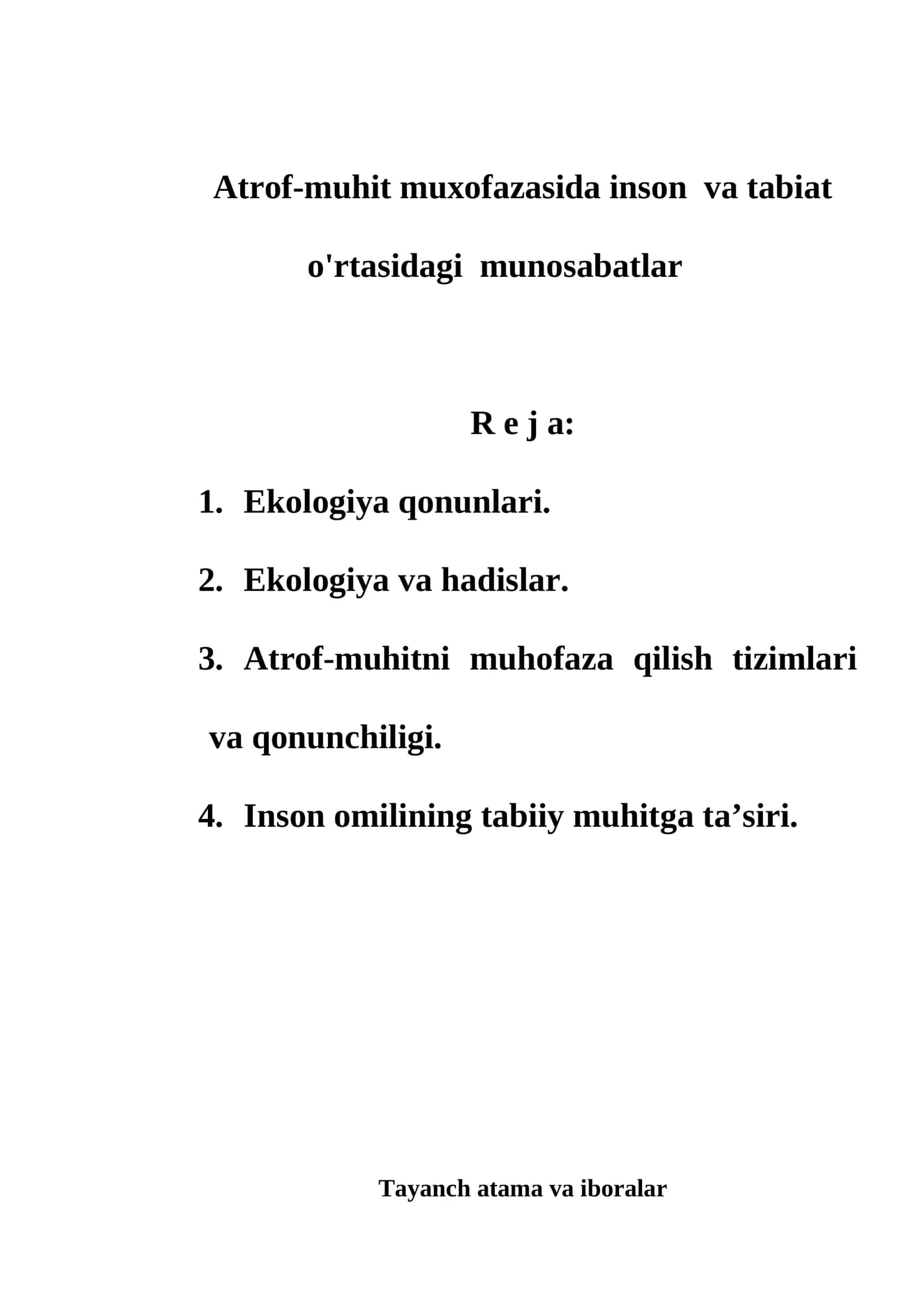 Atrof-muhit muxofazasida inson va tabiat o'rtasidagi munosabatlar 1