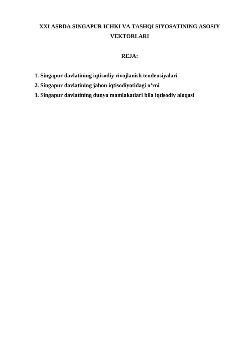 Singapur Iqtisodiyoti 1