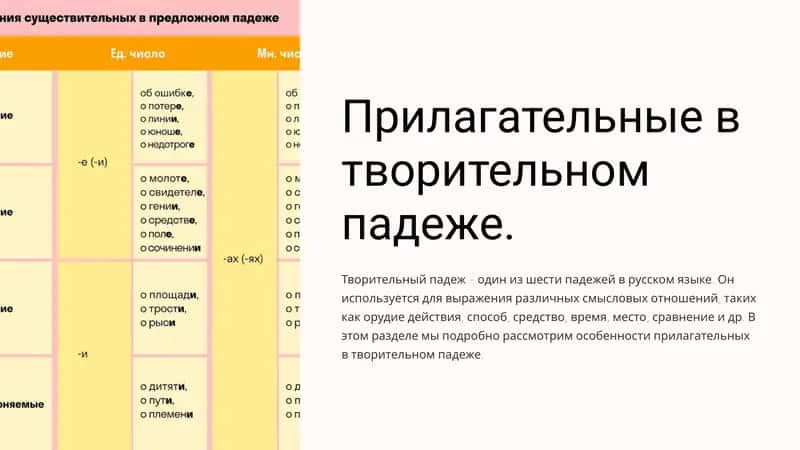 Прилагательные в творительном падеже 1