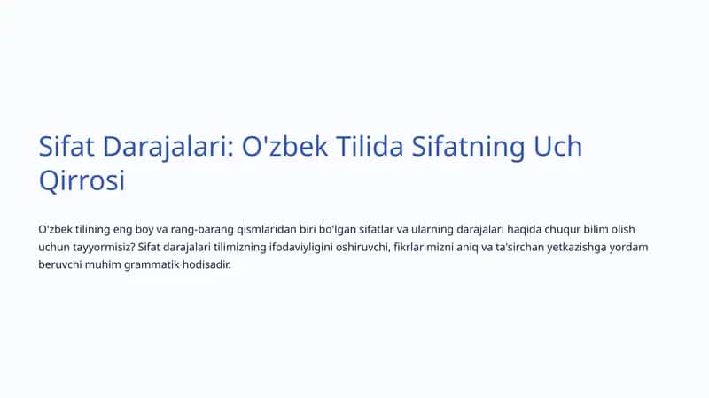 Sifat Darajalari: O'zbek Tilida Sifatning Uch Qirrosi 1