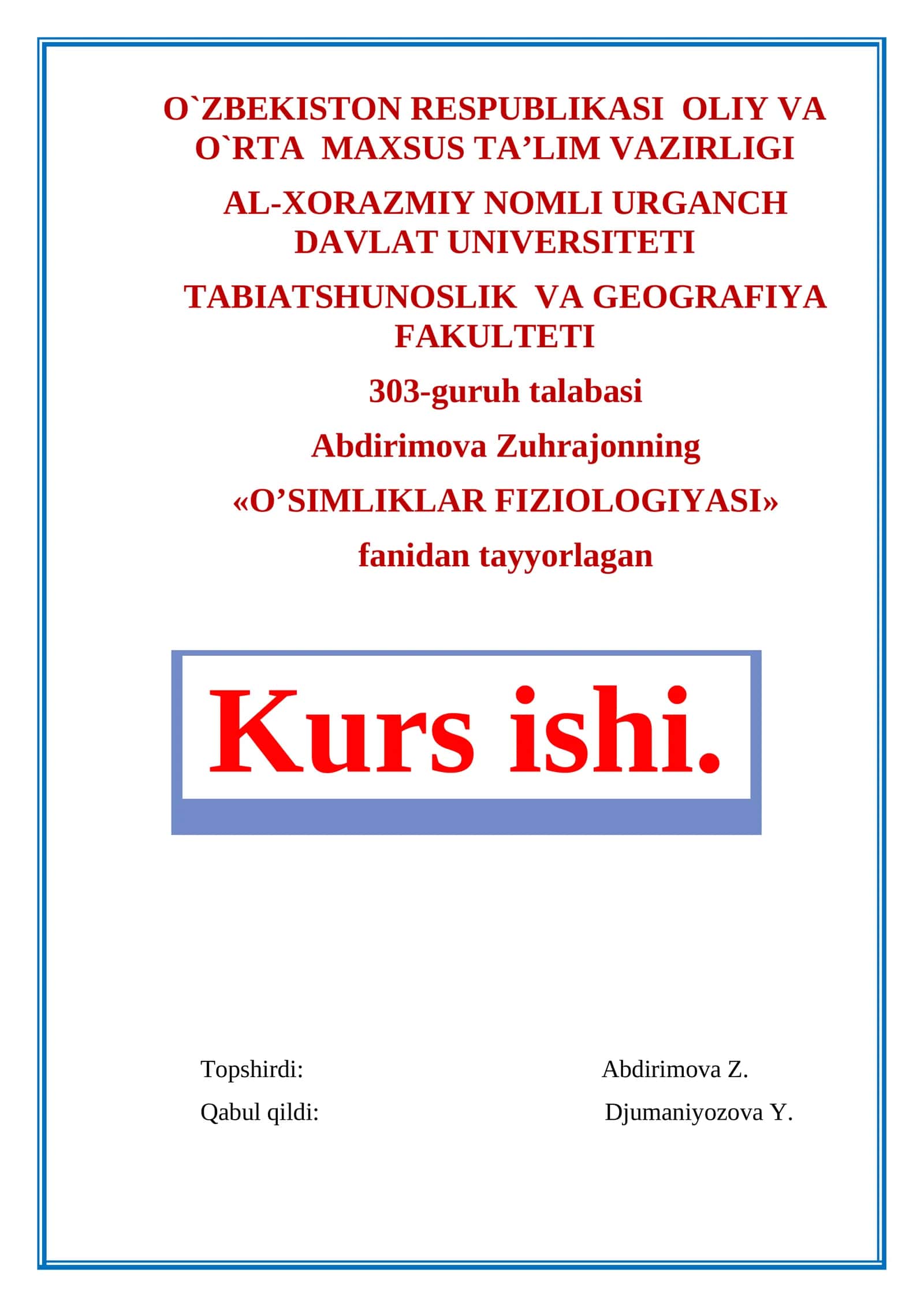 O`SIMLIKLAR FIZIOLOGIYASI 1