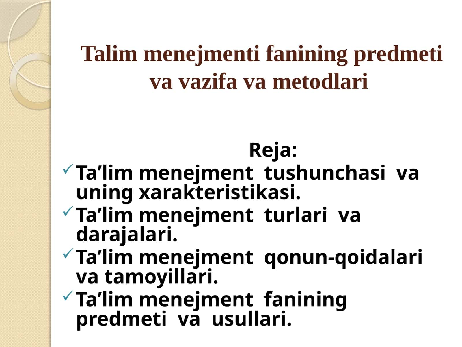 Talim menejmenti fanining predmeti va vazifa va metodlari 1