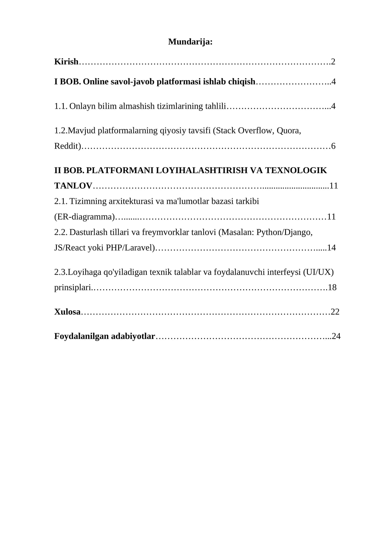 BOB. Online savol-javob platformasi ishlab chiqish 1