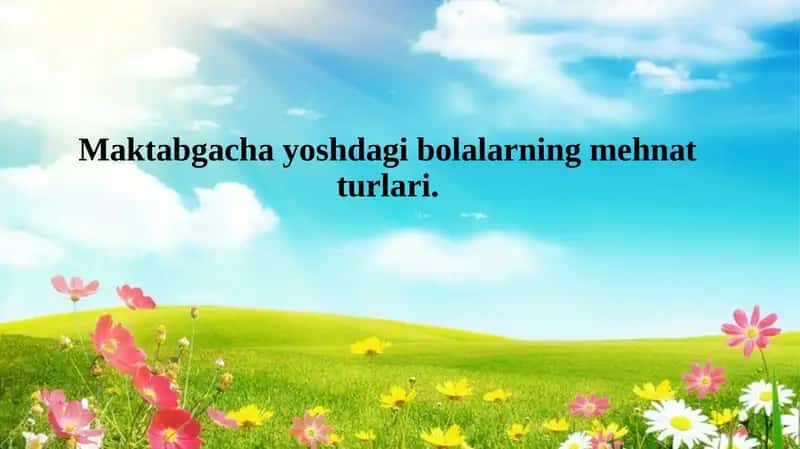 Maktabgacha yoshdagi bolalarning mehnat turlari. 1
