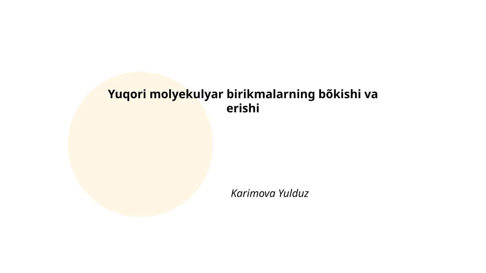 Yuqori Molekulyar Birikmalar Tuzilishi 1