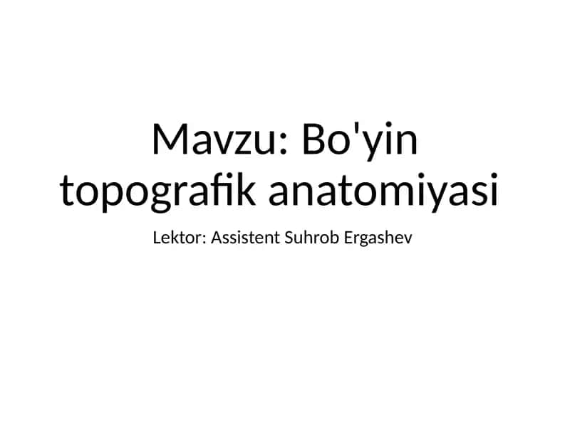 Bo'yin topografik anatomiyasi 1