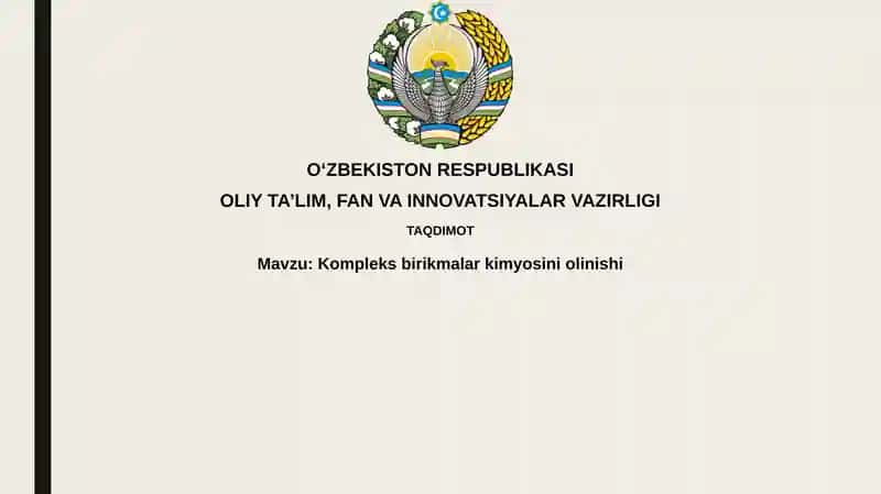 Kompleks birikmalarning kimyosini olinishi