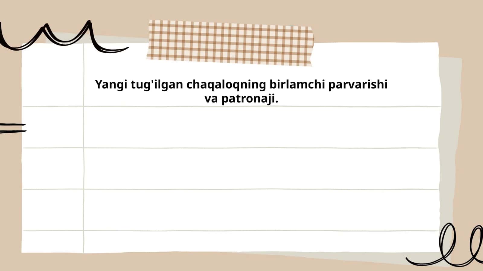 Yangi tug'ilgan chaqaloqning birlamchi parvarishi va patronaji 1