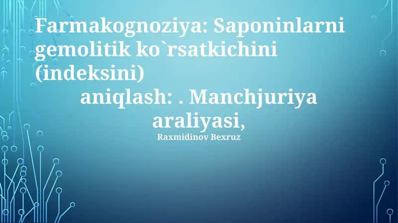 Manchuriya Araliyasi Saponinlari 1