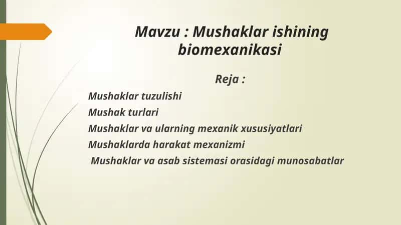 Mushaklar ishining biomexanikasi 1
